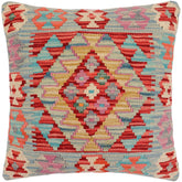 handmade Traditional Pillow Red Blue Hand-Woven SQUARE 100% WOOL Hand woven turkish pillow2' x 2'